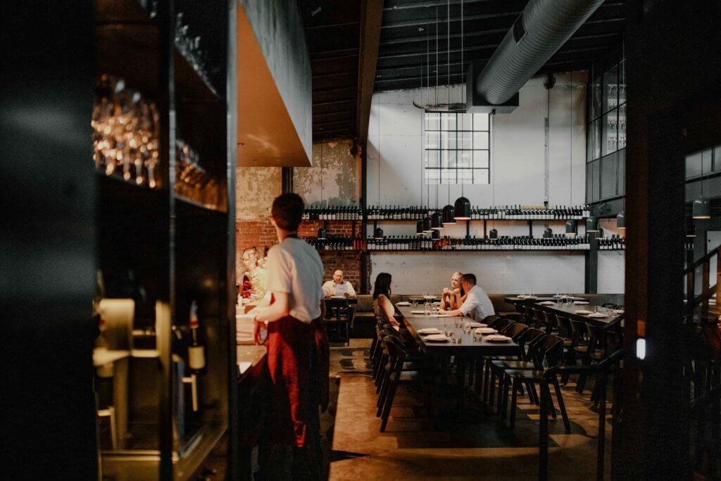 Interior, staff and diners at Agnes Restaurant, Fortitude Valley