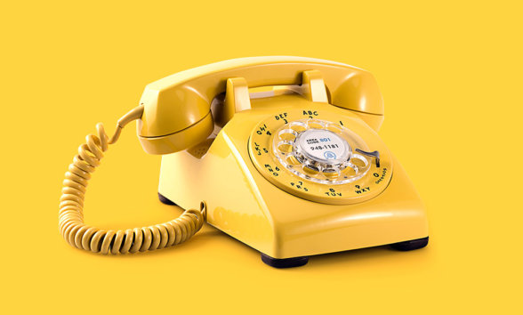 Aruga Website_Blog Imagery_67 copy Yellow rotary telephone against yellow background