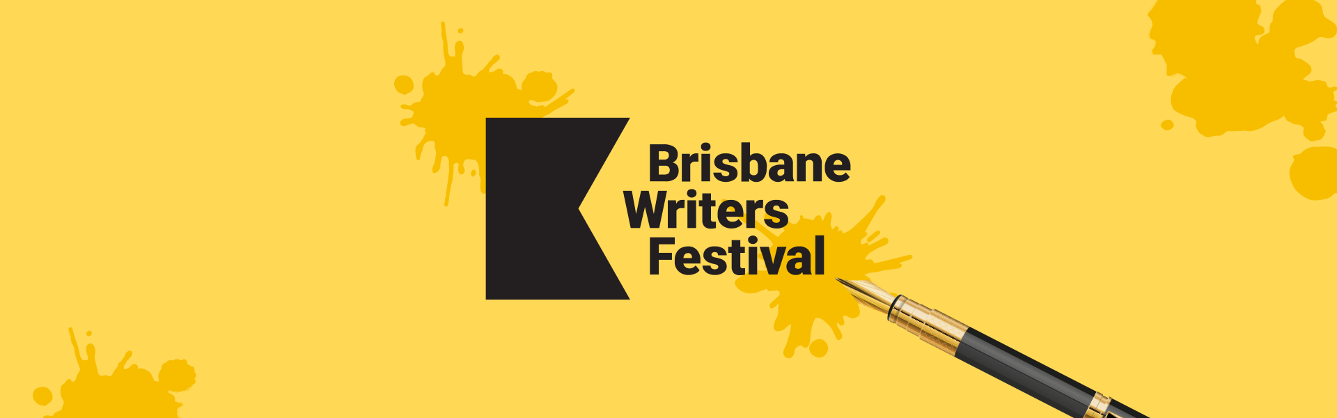 Brisbane Writers Festival logo in black on yellow background