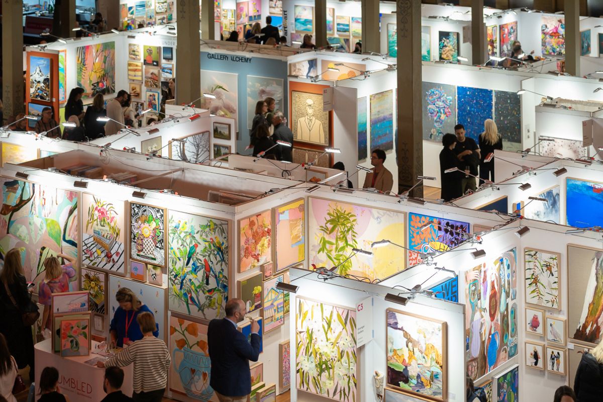 Top-down image of galleries at Affordable Art Fair Melbourne