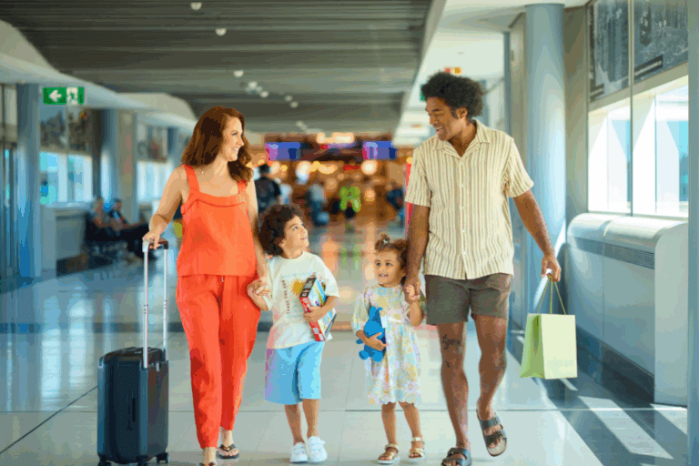Family exploring Brisbane Airport's Retail offering